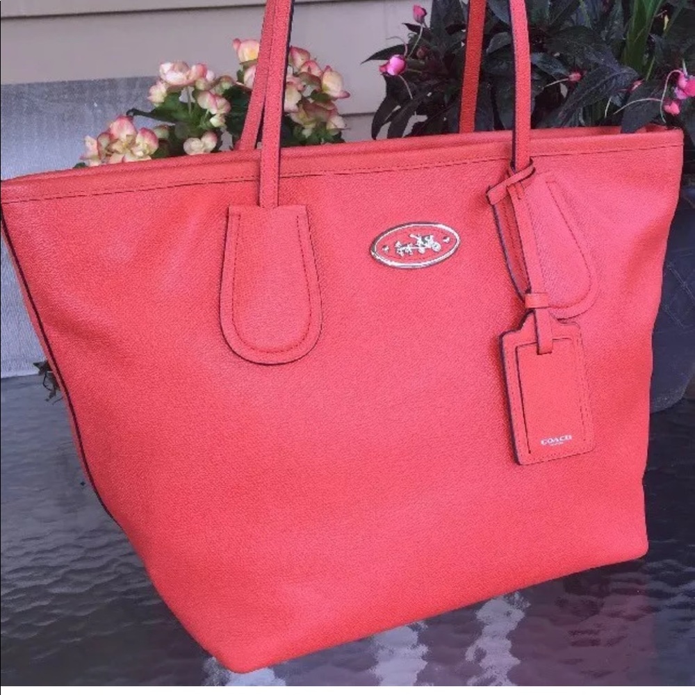 Coach Taxi Top Zip Coral/Orange Tote